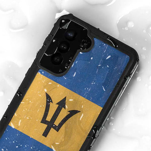 Barbados Flag Distressed Galaxy S24 Plus Waterproof Case