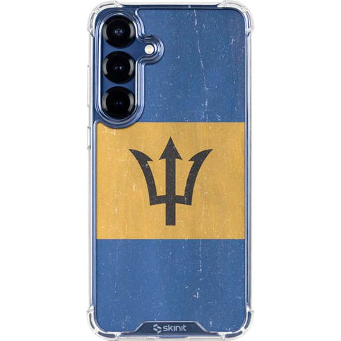 Barbados Flag Distressed Galaxy S25 Clear Case