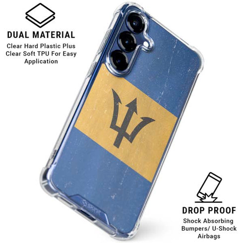 Barbados Flag Distressed Galaxy S25 Clear Case