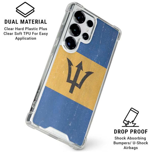 Barbados Flag Distressed Galaxy S25 Ultra Clear Case