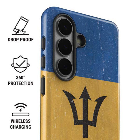 Barbados Flag Distressed Galaxy S26 Plus Impact Case