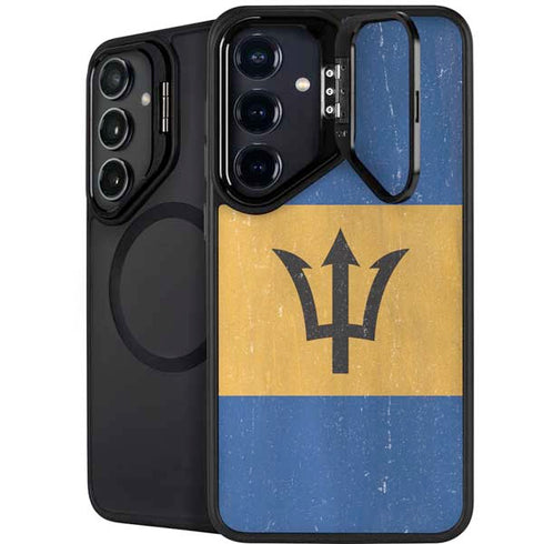 Barbados Flag Distressed Galaxy S26 Plus Kickstand Case