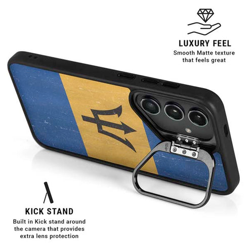 Barbados Flag Distressed Galaxy S26 Plus Kickstand Case