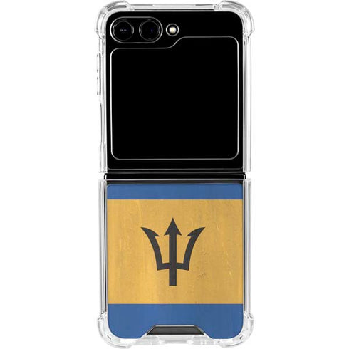 Barbados Flag Distressed Galaxy Z Flip6 Clear Case