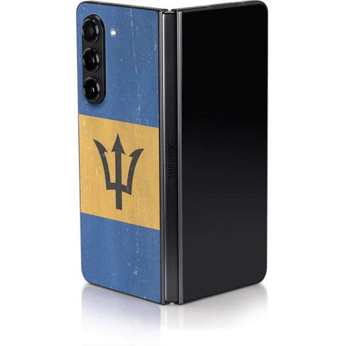 Barbados Flag Distressed Galaxy Z Fold5 5G Skin