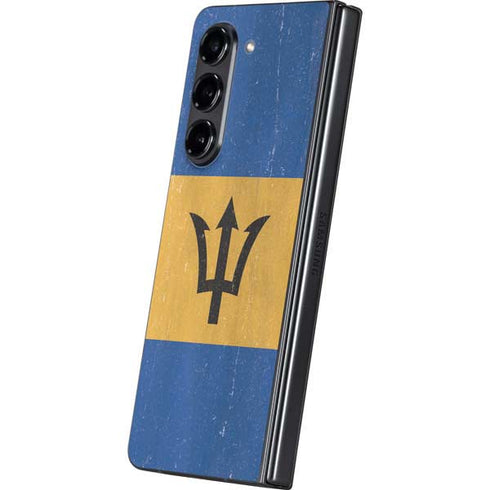 Barbados Flag Distressed Galaxy Z Fold5 5G Skin