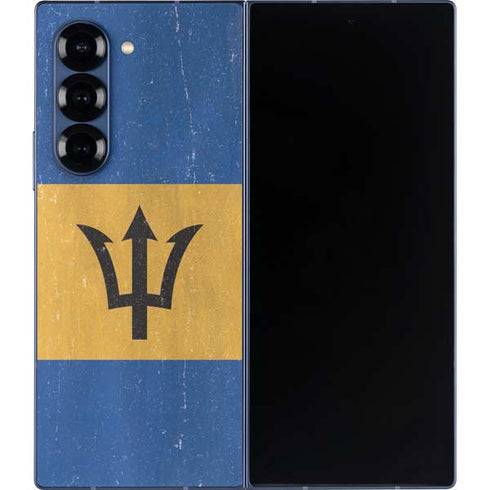 Barbados Flag Distressed Galaxy Z Fold6 Skin