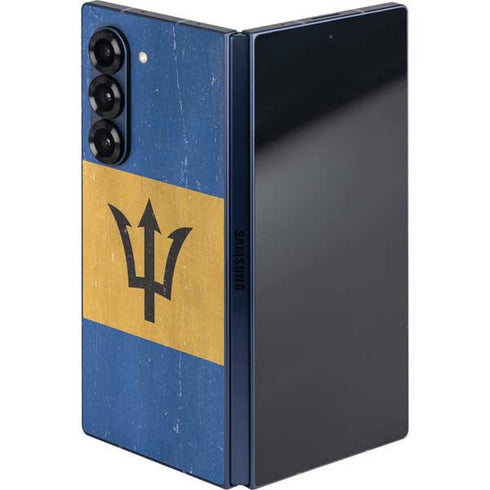 Barbados Flag Distressed Galaxy Z Fold6 Skin
