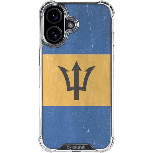 Barbados Flag Distressed iPhone 16 Plus Clear Case