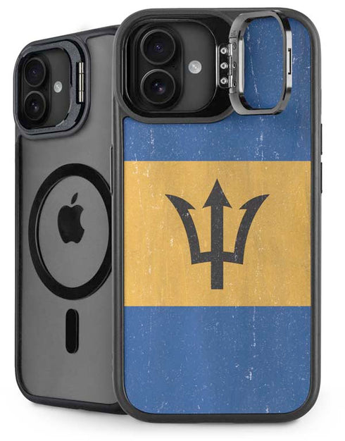 Barbados Flag Distressed iPhone 16 Plus Kickstand Case