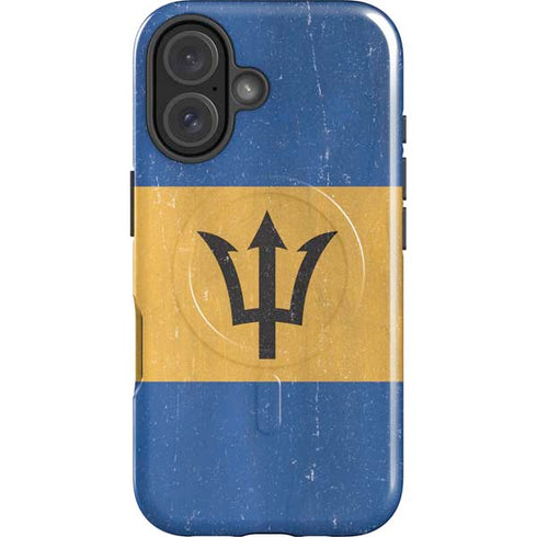 Barbados Flag Distressed iPhone 16 Plus Magsafe Impact Case