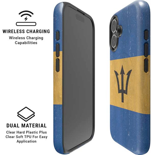 Barbados Flag Distressed iPhone 16 Plus Magsafe Impact Case