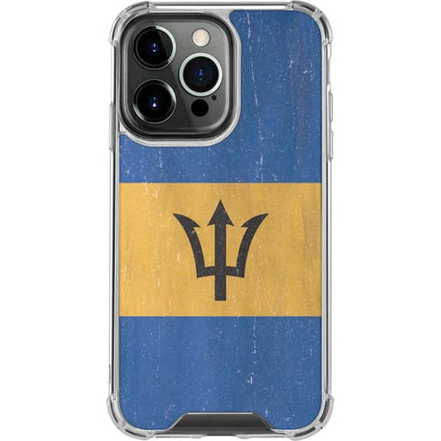 Barbados Flag Distressed iPhone 16 Pro Clear Case