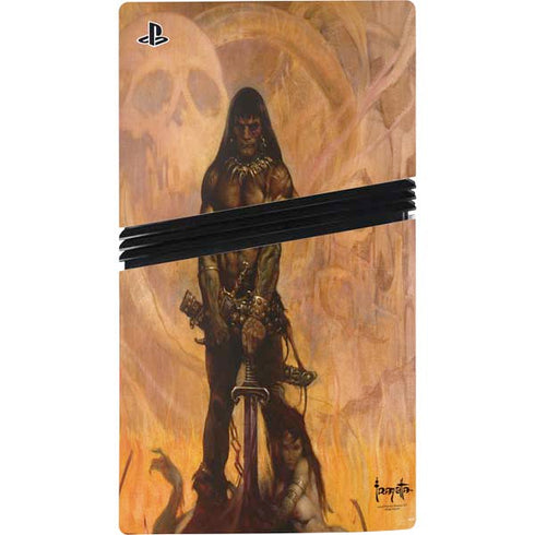 Barbarian by Frazetta PS5 Pro Disk Console Skin