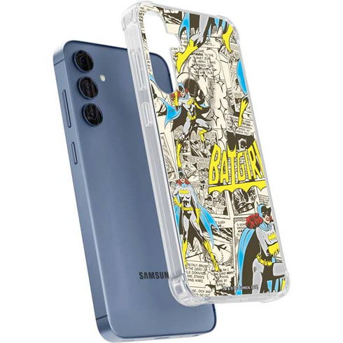 DC Comics Batman Batgirl Vintage Action pose pattern Galaxy A35 5G Clear Case