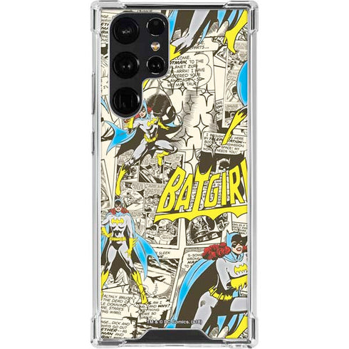 DC Comics Batman Batgirl Vintage Action pose pattern Galaxy S23 Ultra Clear Case