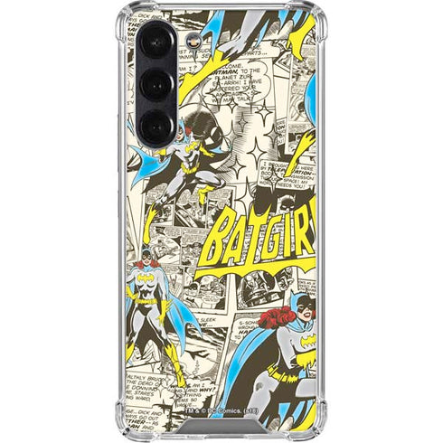 DC Comics Batman Batgirl Vintage Action pose pattern Galaxy S24 FE Clear Case