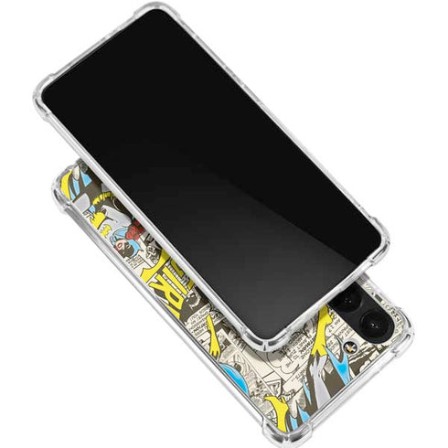 DC Comics Batman Batgirl Vintage Action pose pattern Galaxy S24 FE Clear Case