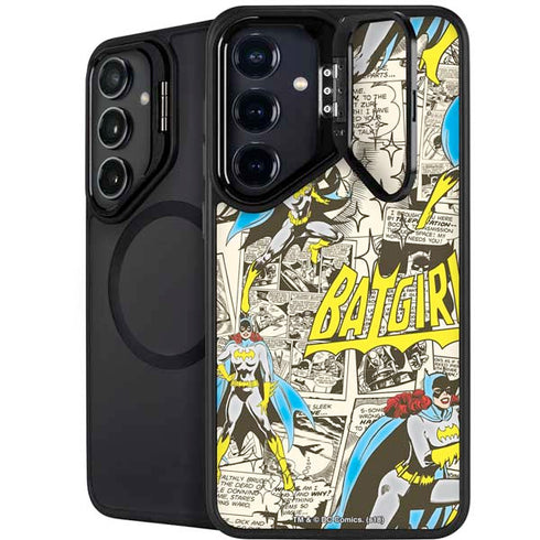 DC Comics Batman Batgirl Vintage Action pose pattern Galaxy S25 Kickstand Case