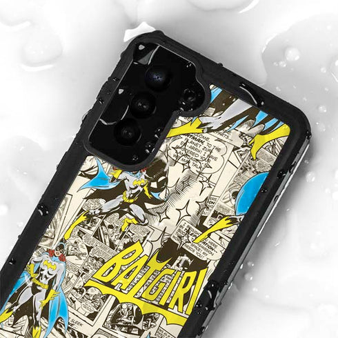 DC Comics Batman Batgirl Vintage Action pose pattern Galaxy S24 Plus Waterproof Case