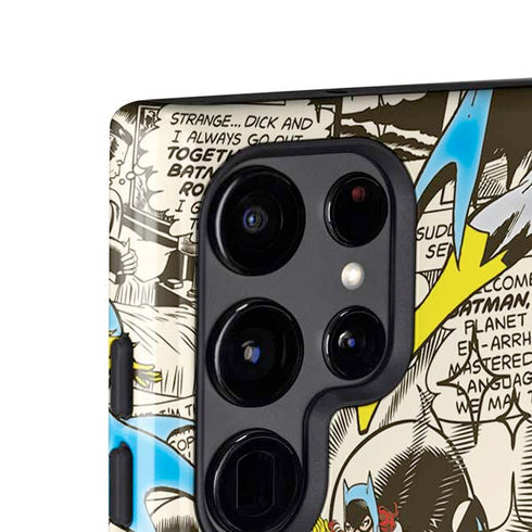 DC Comics Batman Batgirl Vintage Action pose pattern Galaxy S25 Ultra Impact Case