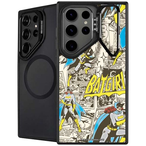 DC Comics Batman Batgirl Vintage Action pose pattern Galaxy S24 Ultra Kickstand Case
