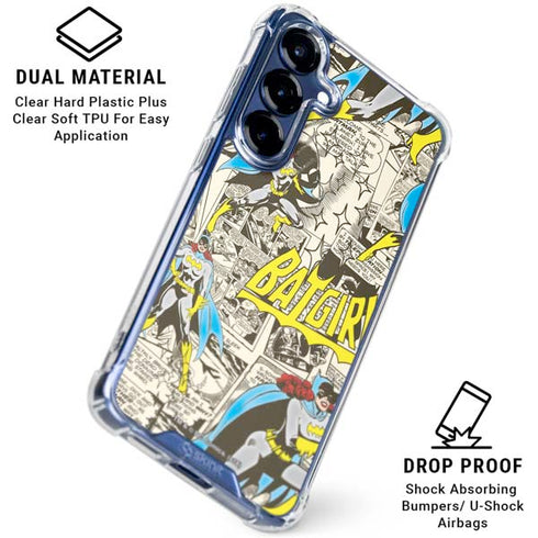 DC Comics Batman Batgirl Vintage Action pose pattern Galaxy S25 FE Clear Case
