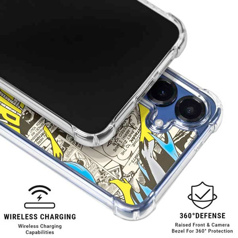 DC Comics Batman Batgirl Vintage Action pose pattern Galaxy S25 Plus Clear Case