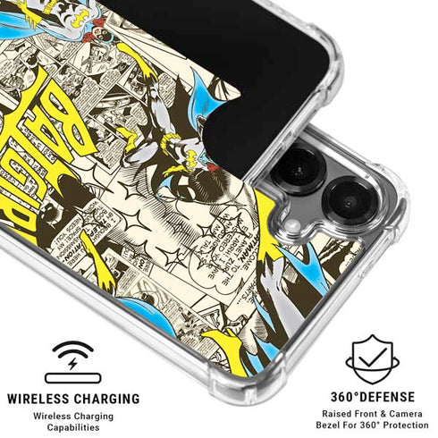 DC Comics Batman Batgirl Vintage Action pose pattern Galaxy S26 Plus Clear Case