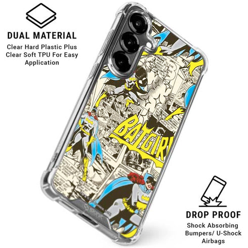 DC Comics Batman Batgirl Vintage Action pose pattern Galaxy S26 Plus Clear Case