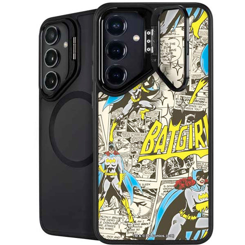 DC Comics Batman Batgirl Vintage Action pose pattern Galaxy S26 Plus Kickstand Case