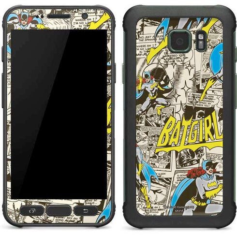 DC Comics Batman Batgirl Vintage Action pose pattern Galaxy S7 Active Skin