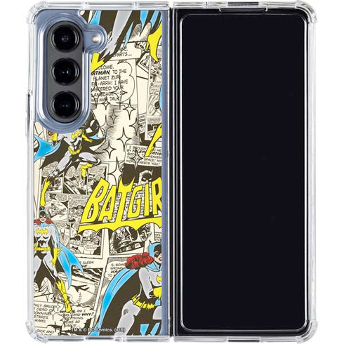 DC Comics Batman Batgirl Vintage Action pose pattern Galaxy Z Fold5 5G Clear Case
