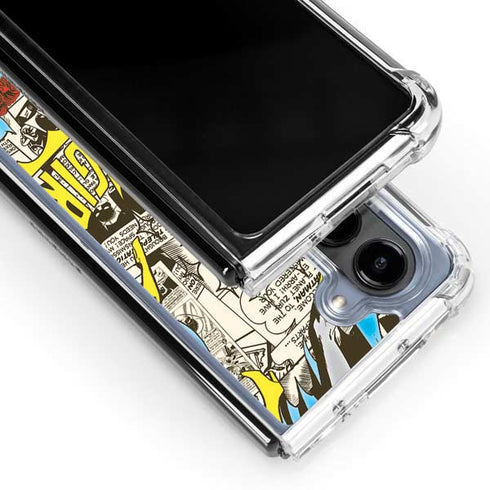 DC Comics Batman Batgirl Vintage Action pose pattern Galaxy Z Fold5 5G Clear Case