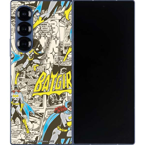 DC Comics Batman Batgirl Vintage Action pose pattern Galaxy Z Fold6 Skin