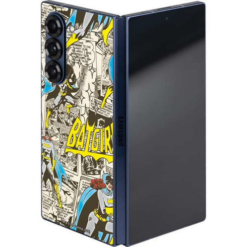 DC Comics Batman Batgirl Vintage Action pose pattern Galaxy Z Fold6 Skin