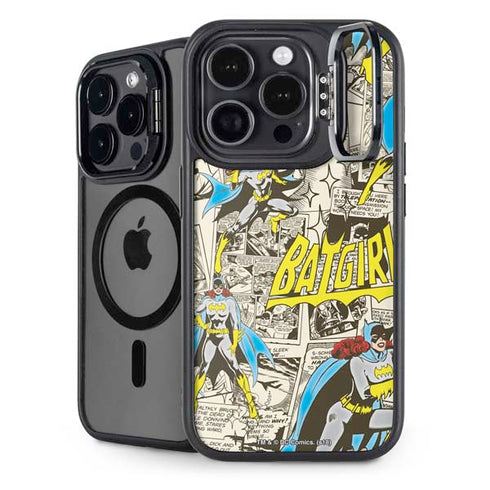 DC Comics Batman Batgirl Vintage Action pose pattern iPhone 13 Pro Kickstand Case