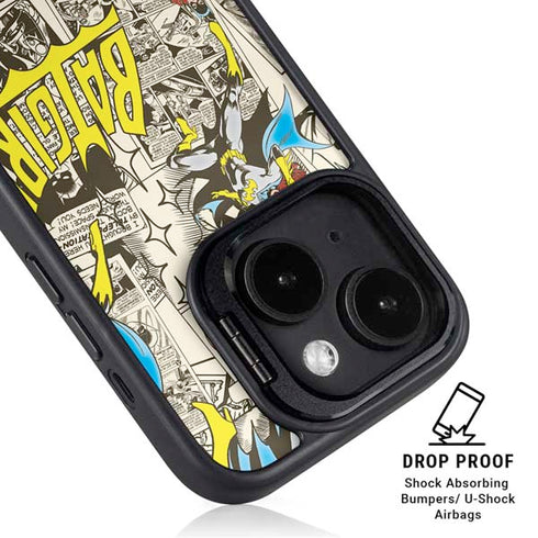 DC Comics Batman Batgirl Vintage Action pose pattern iPhone 14 Kickstand Case