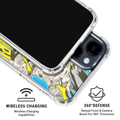 DC Comics Batman Batgirl Vintage Action pose pattern iPhone 15 Clear Case