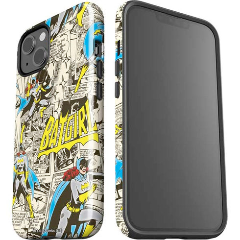 DC Comics Batman Batgirl Vintage Action pose pattern iPhone 15 Impact Case