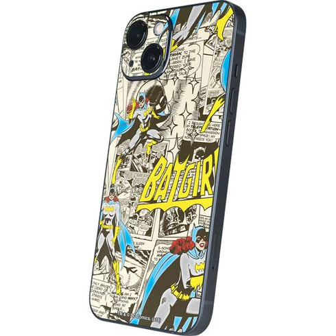 DC Comics Batman Batgirl Vintage Action pose pattern iPhone 15 Skin