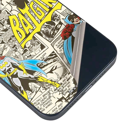 DC Comics Batman Batgirl Vintage Action pose pattern iPhone 15 Skin