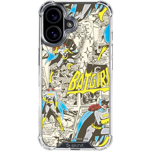 DC Comics Batman Batgirl Vintage Action pose pattern iPhone 16 Clear Case