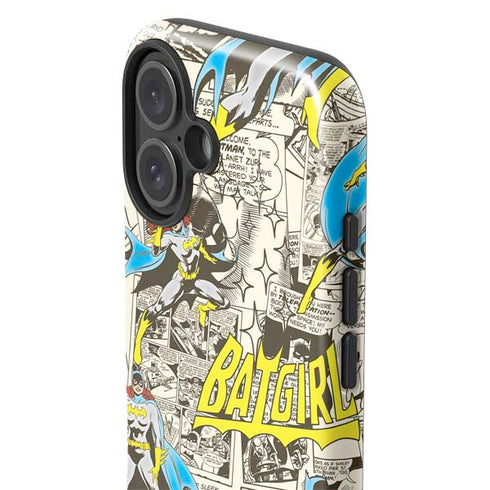 DC Comics Batman Batgirl Vintage Action pose pattern iPhone 16 Impact Case