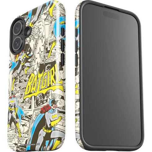 DC Comics Batman Batgirl Vintage Action pose pattern iPhone 16 Impact Case