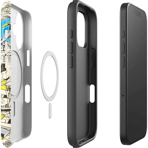 DC Comics Batman Batgirl Vintage Action pose pattern iPhone 16 Magsafe Impact Case