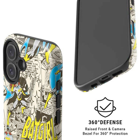 DC Comics Batman Batgirl Vintage Action pose pattern iPhone 16 Magsafe Impact Case