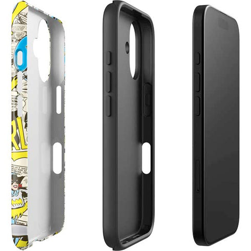 DC Comics Batman Batgirl Vintage Action pose pattern iPhone 16 Plus Impact Case
