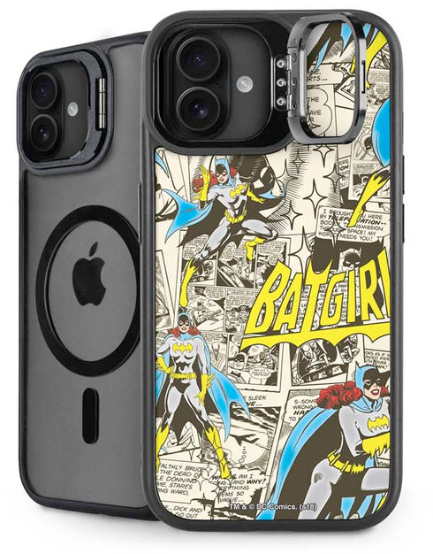 DC Comics Batman Batgirl Vintage Action pose pattern iPhone 16 Plus Kickstand Case