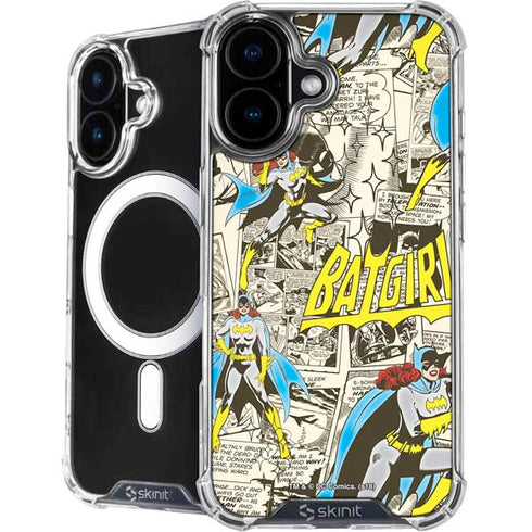 DC Comics Batman Batgirl Vintage Action pose pattern iPhone 16 Plus MagSafe Case